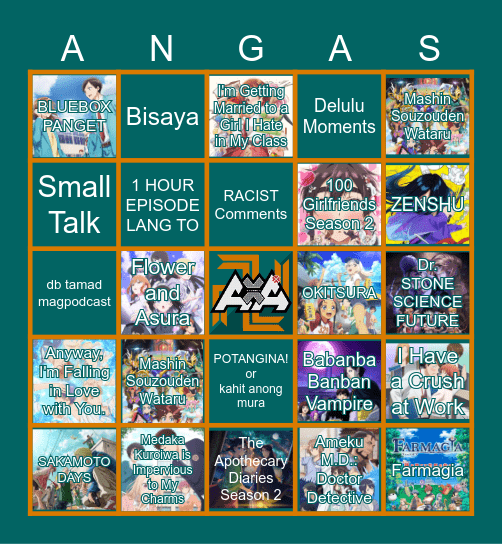 AXA 2025 Winter Anime Bingo Card