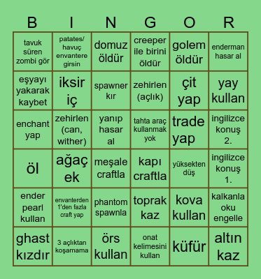 MINECRAFT  CİNNET Bingo Card