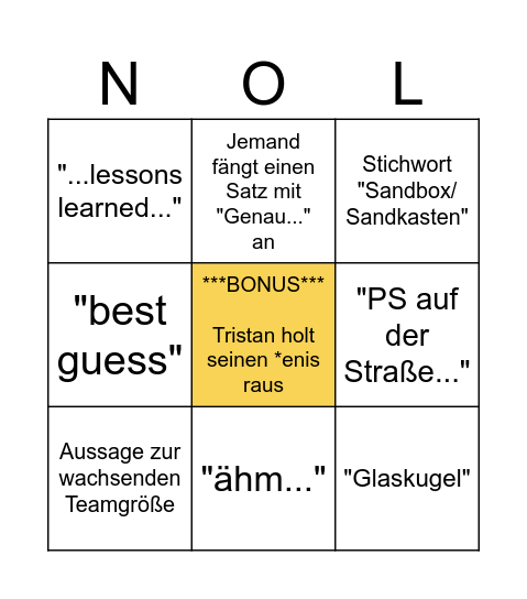 NOL Bingo Card
