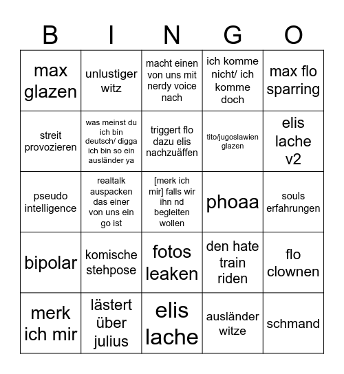 Arian Elis van Forsblad Bingo Card