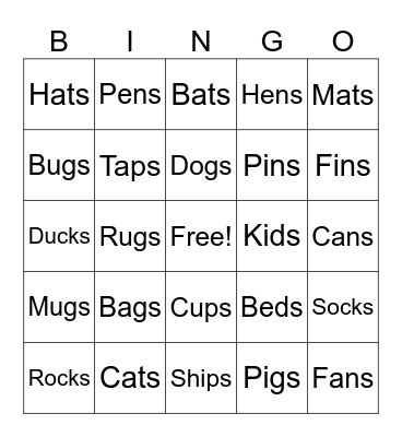 Suffix -S Bingo Card