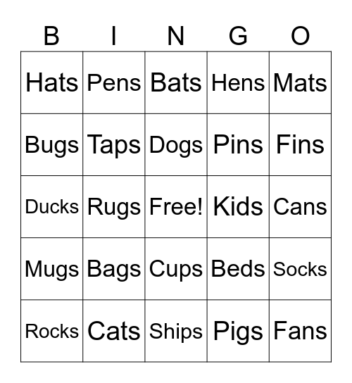 Suffix -S Bingo Card