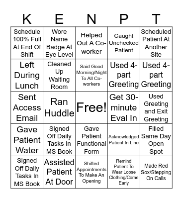 Medical Secretary Bingo Card