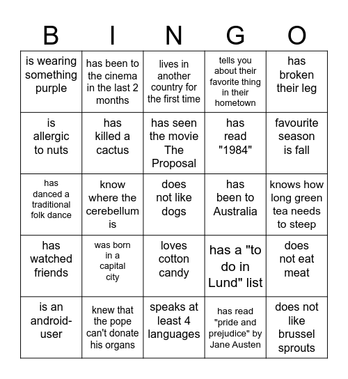 Find someone who... Bingo Card