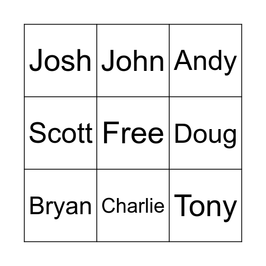 Steere Morning Bingo Card