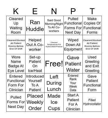 Medical Assistant  Bingo Card