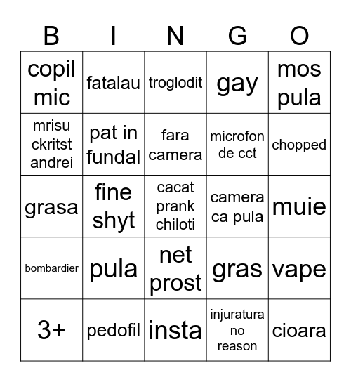 g Bingo Card