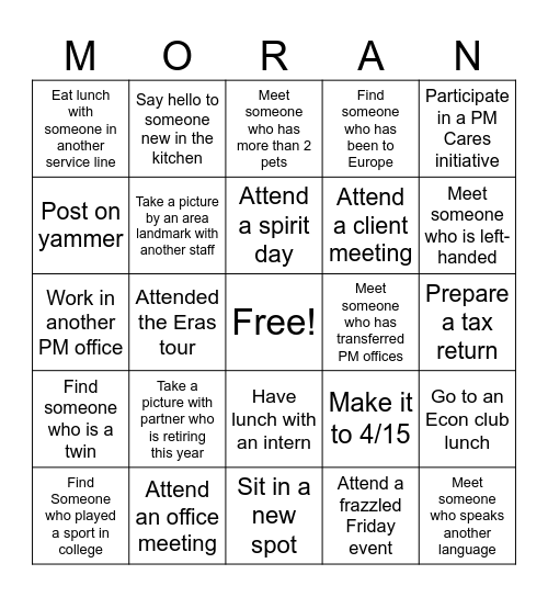 Busy Season Plante Bingo Card