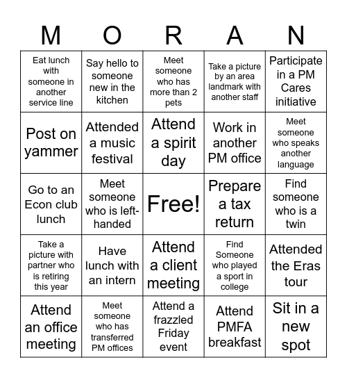 Busy Season Plante Bingo Card