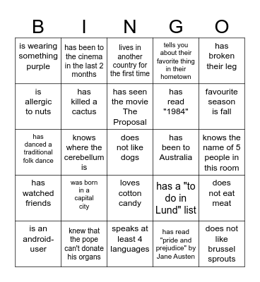 Find someone who... Bingo Card