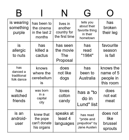 Find someone who... Bingo Card