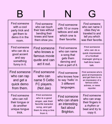 The Ultimate Team Bingo Challenge! Bingo Card