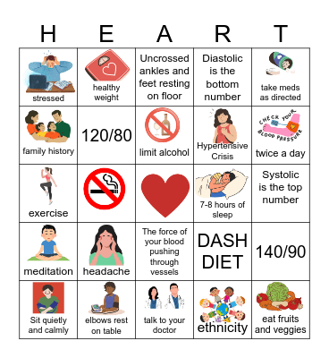 Heart Education Bingo Card