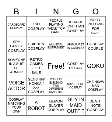 ANIME CON BINGO Card