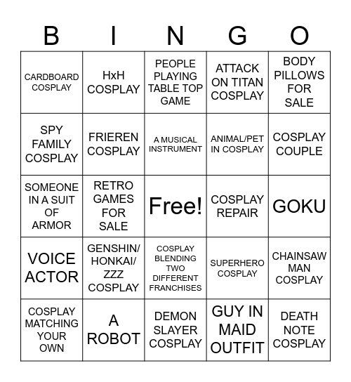ANIME CON BINGO Card