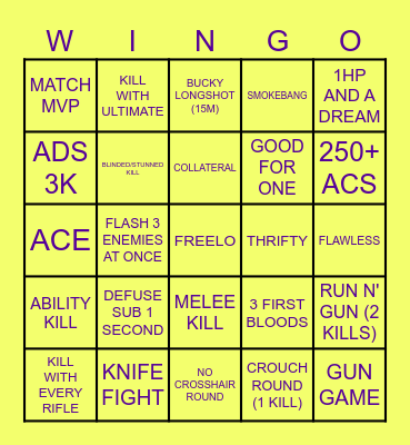 VALORANT "WINGO" Bingo Card