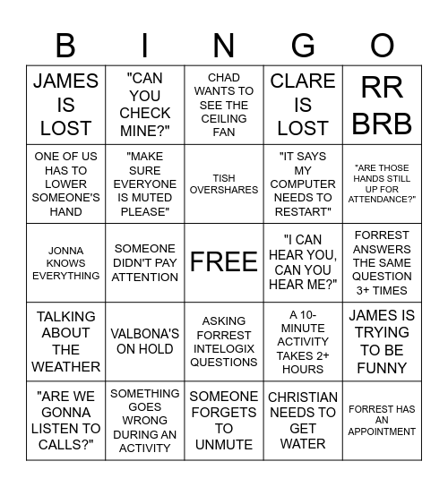 ACT TRAINING BINGO Card
