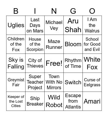 Dystopian, Fantasy, and Sci-Fi Bingo Card