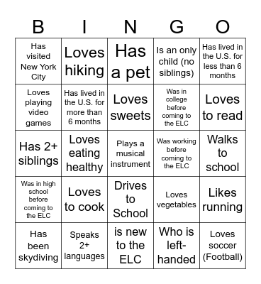 Find Someone Who... Bingo Card