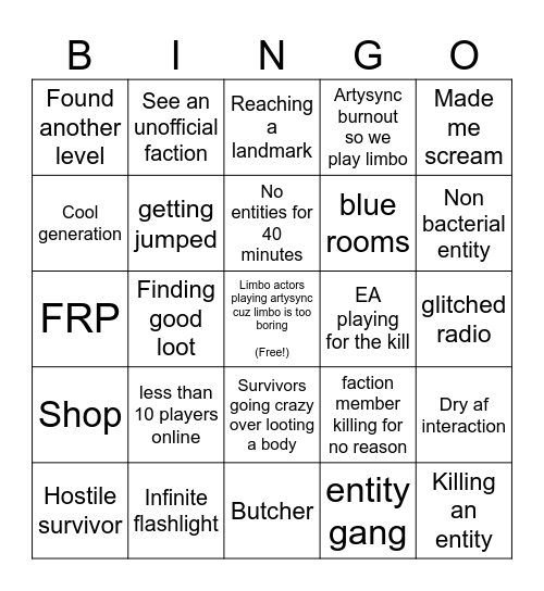 limbo bingo card Bingo Card