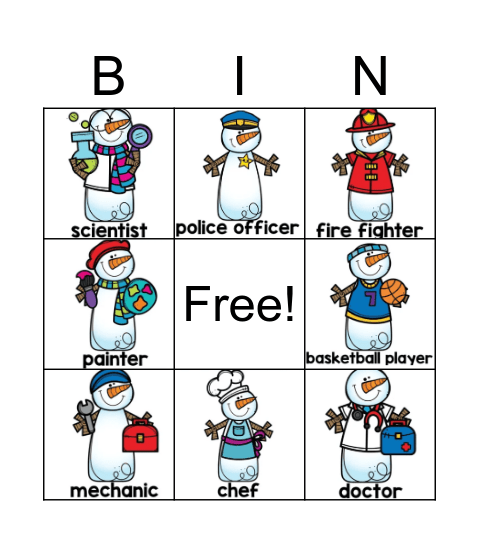 Snowmen at Work Bingo Card