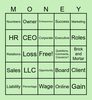 Business Essentials Bingo 2.0 Bingo Card