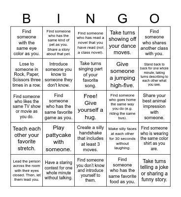 Interactive Human Bingo Card