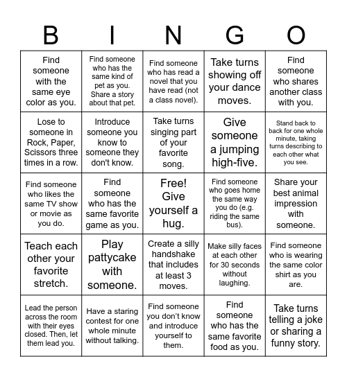 Interactive Human Bingo Card