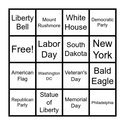 US BINGO! Bingo Card