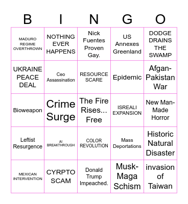 The Fire Rises 2025 Bingo Card