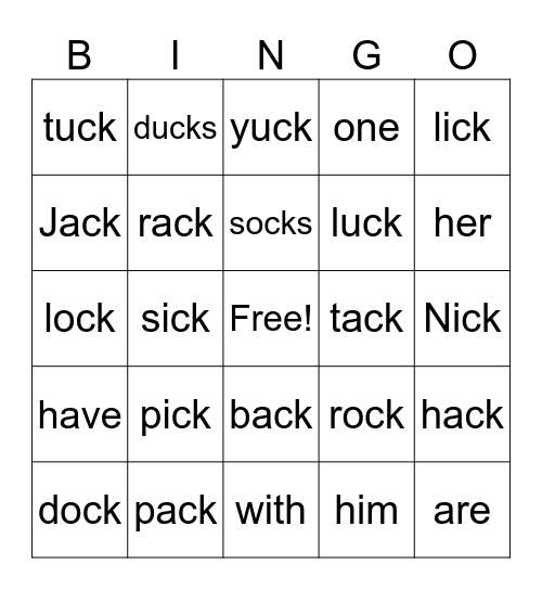 -ck Bingo Card