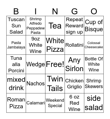 Lupo BIngo #2 Bingo Card