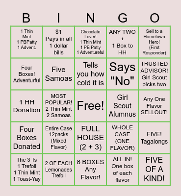 COOKIE BOOTH Bingo Card