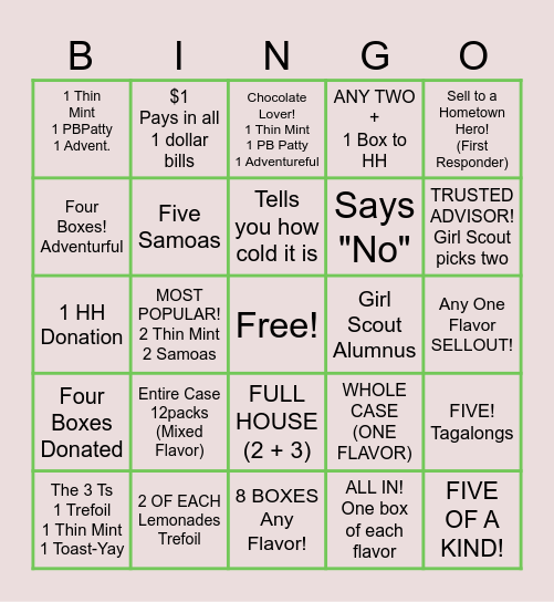 COOKIE BOOTH Bingo Card