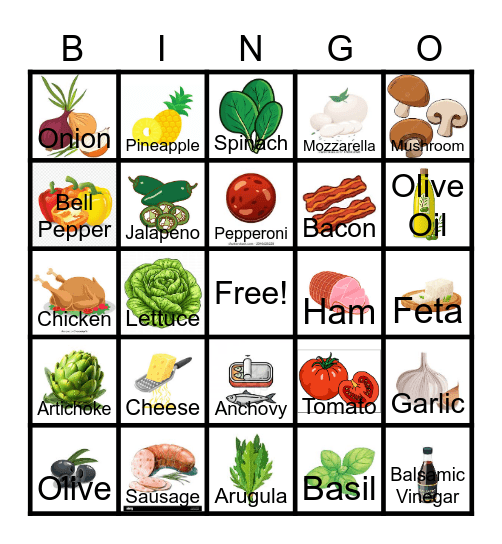 Pizza Bingo Card