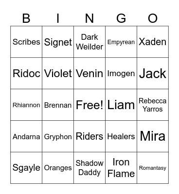 Basgiath Bingo Card