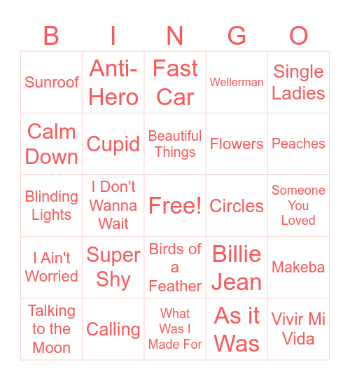 Bop Or Flop Bingo Card