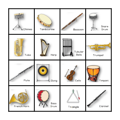 Instruments of the Orchestra Bingo Card