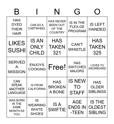 FIND SOMEONE WHO... Bingo Card