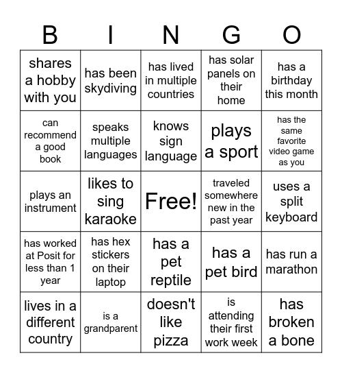 Find a coworker who Bingo Card