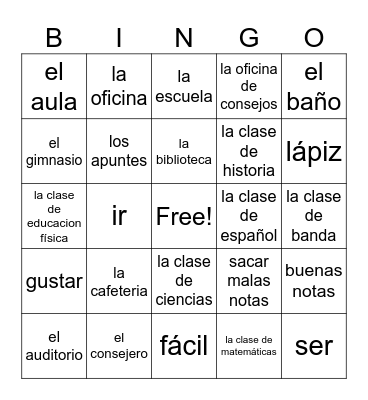 LA ESCUELA Bingo Card