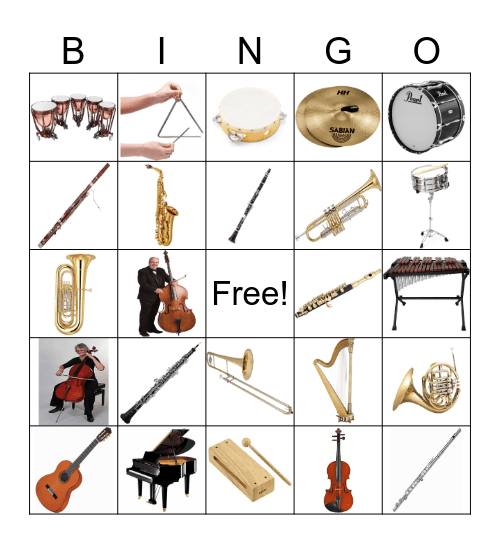 INSTRUMENTS Bingo Card
