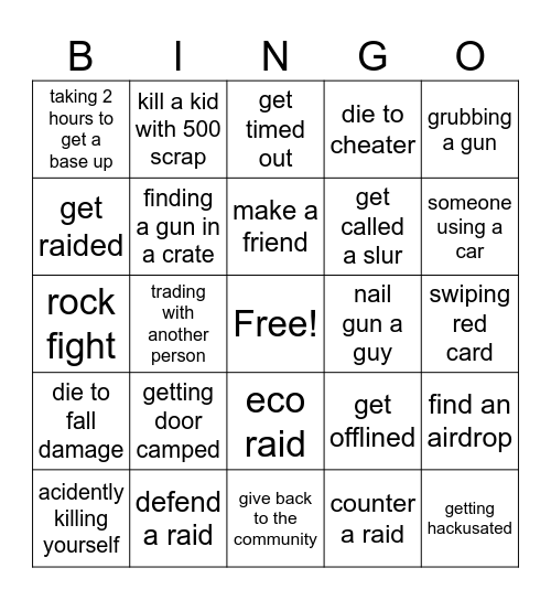 rust Bingo Card