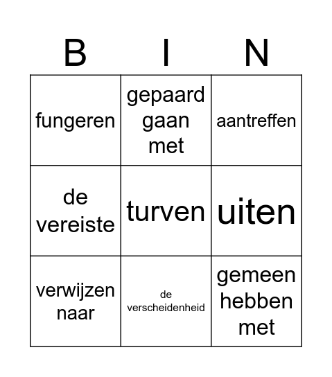 schooltaalwoorden 2 Bingo Card