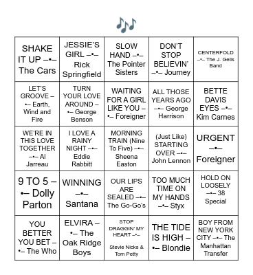 HITS OF 1981 Bingo Card