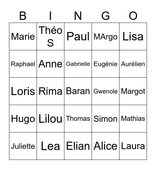 La Sucrière Bingo Card