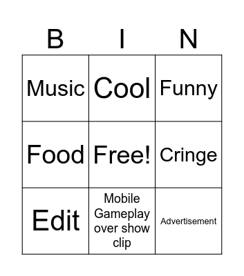 Youtube Bingo Card