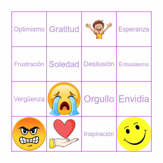 Bingo de emociones Bingo Card