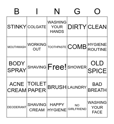 Hygiene Bingo Card