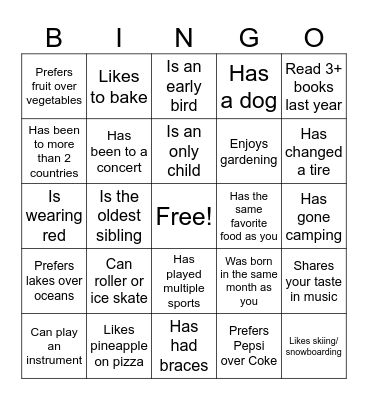 Icebreaker Bingo: Find Someone Who Bingo Card